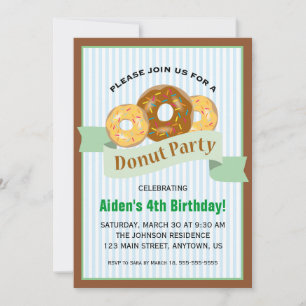 Donut Party för barnets födelsedag Inbjudningar