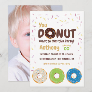Donut Party fotoinbjudan Inbjudningar