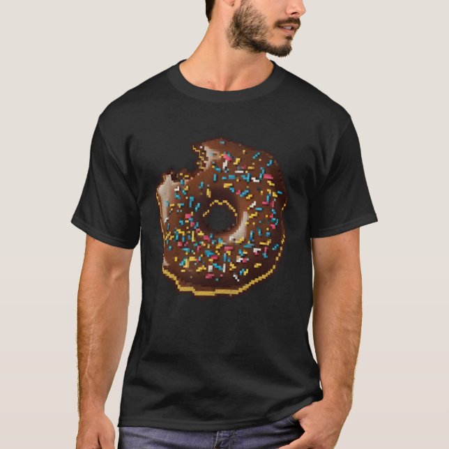 Donut Pixel 8 bit Retro Hungry Byte Sprinkles Food T Shirt (Framsida)