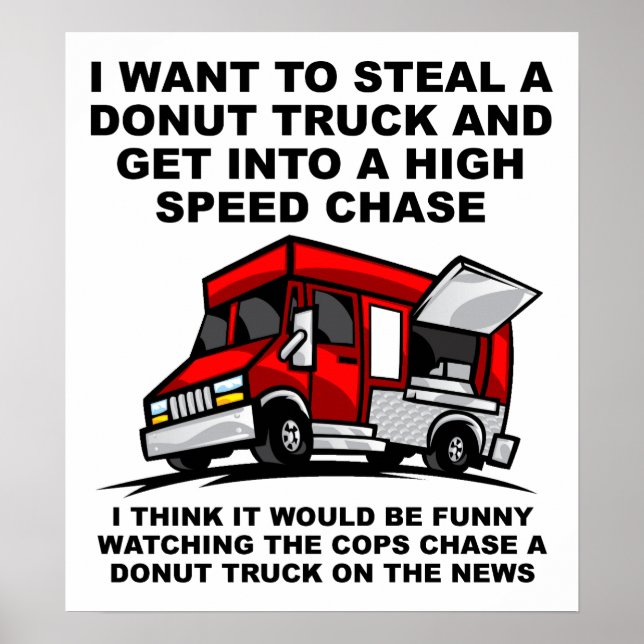 Donut Police Chase Funny Poster (Framsidan)