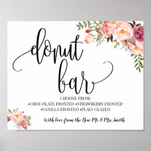 Donut pub party bröllopsmottagning rosa boho chic poster