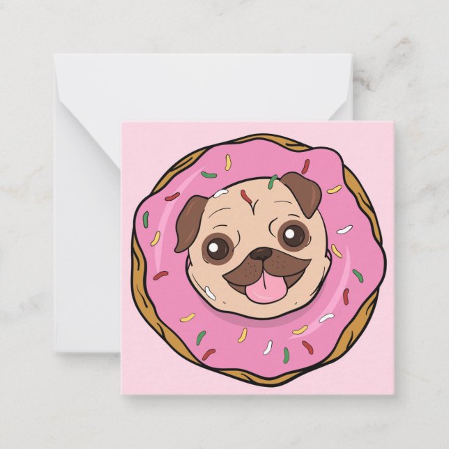 Donut Pug Anteckningskort (Framsida)