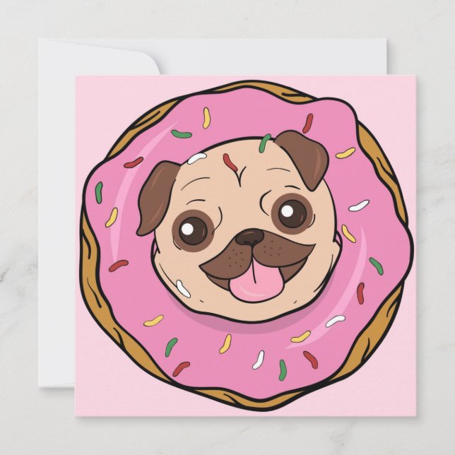 Donut Pug Helgdag Card Julkort (Framsida)
