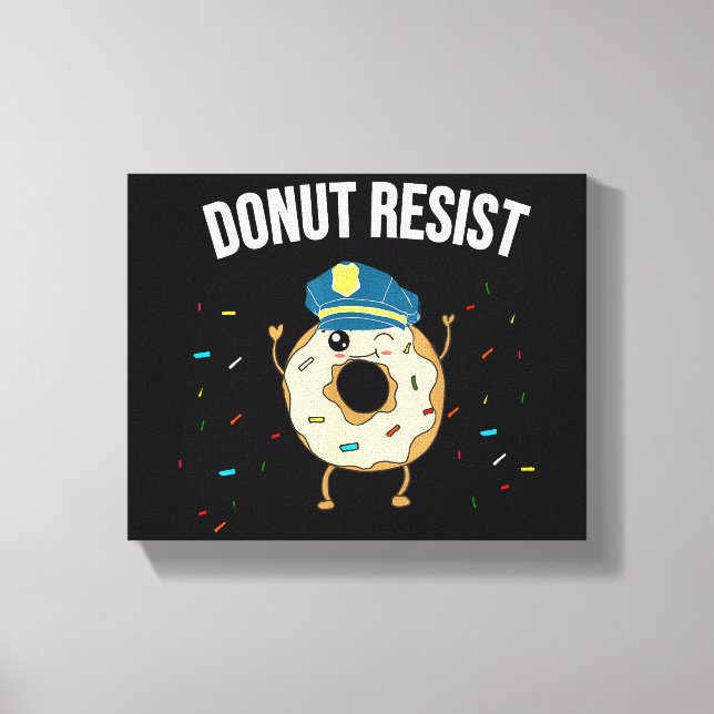 Donut Resiste Meme Funny Police Officer stöder Canvastryck (Framsida)