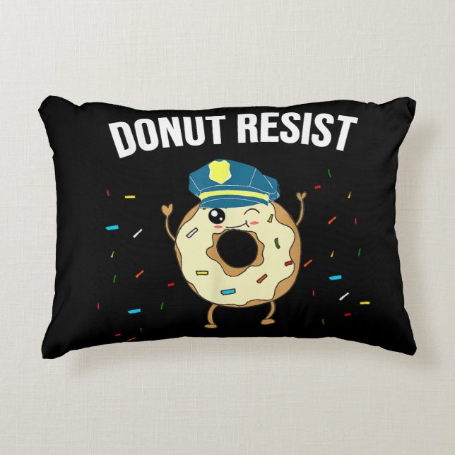 Donut Resiste Meme Funny Police Officer stöder Prydnadskudde (Framsidan)