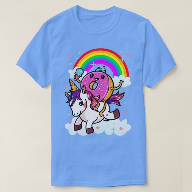 Donut Riding Unicorn Cute T Shirt (Design framsida)