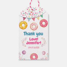 Donut rosa Birthday Tack Märkre Presentetikett