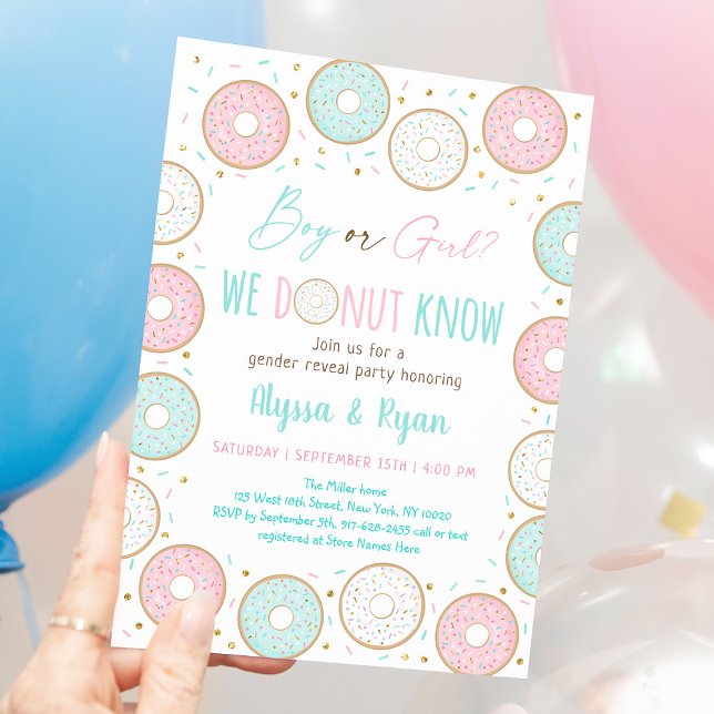 Donut Rosa Blue Gender Reveal Inbjudningar (Skapare uppladdad)