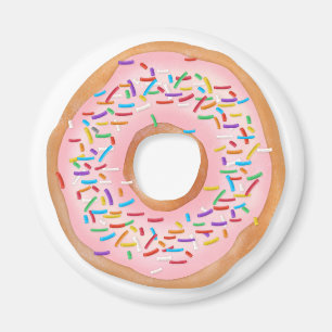 Donut Rosa Frosting Sprinkles Cute Food Doughnut Magnet