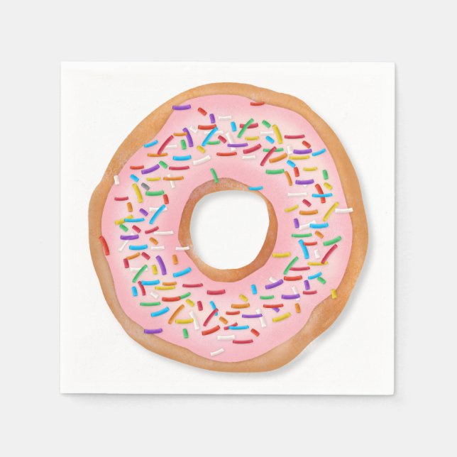 Donut Rosa Frosting Sprinkles Cute Food | Doughnut Pappersservett (Framsidan)