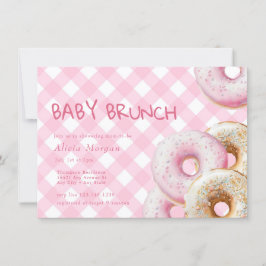 Donut | Rosa Gingham Girl Baby Shower-inbjudan Inbjudningar