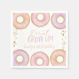 Donut Rosa Guld 1:a födelsedag Napkins Donut Grow Pappersservett