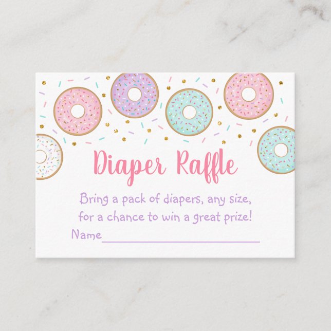Donut Rosa Guld Pastel Baby Shower Diaper Raffle Tilläggskort (Framsida)