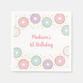 Donut Rosa Guld Pastel Birthday Pappersservett