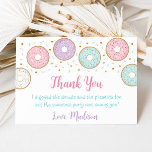 Donut Rosa Guld Pastel Birthday Tack Kort
