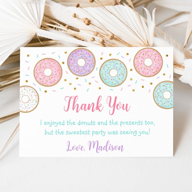 Donut Rosa Guld Pastel Birthday Tack Kort (Skapare uppladdad)