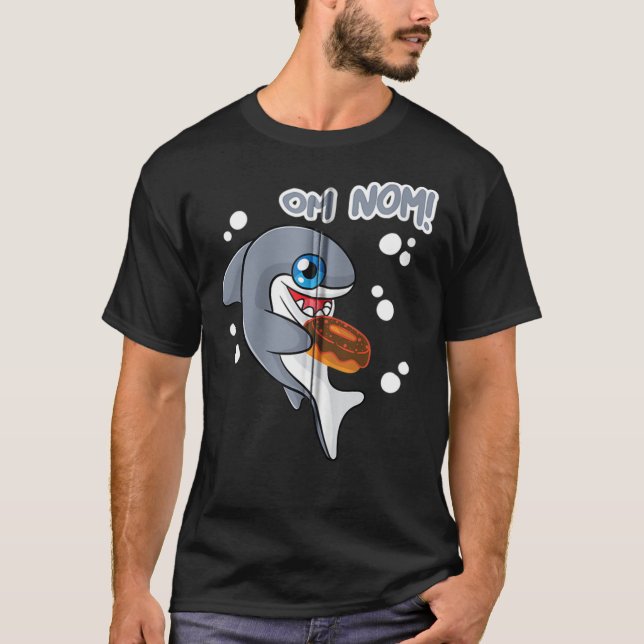 Donut Shark Kawaii Sharks Om Nom Cake och Candy Lo T Shirt (Framsida)