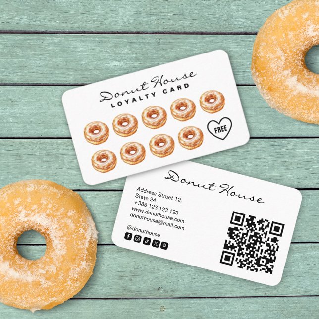 Donut Shop Bakery Cute QR-kodförmånskort Lojalitetskort (Skapare uppladdad)