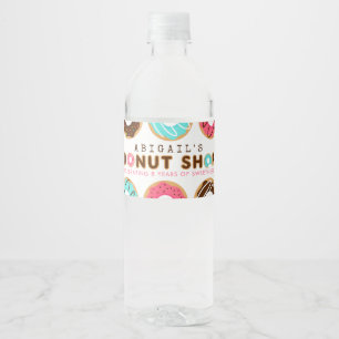 Donut Shop Födelsedagsfest Vattenflaskor Etikett