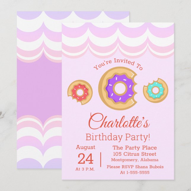 Donut Shop Frosted Donuts Birthday Inbjudningar (Fram/baksida)