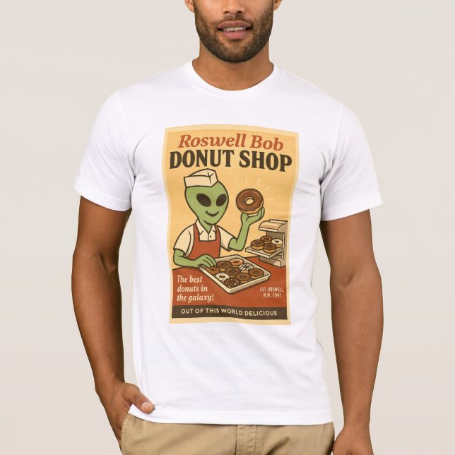 Donut Shop Roswell Utomjordingars 1950's Retro T Shirt (Framsida)