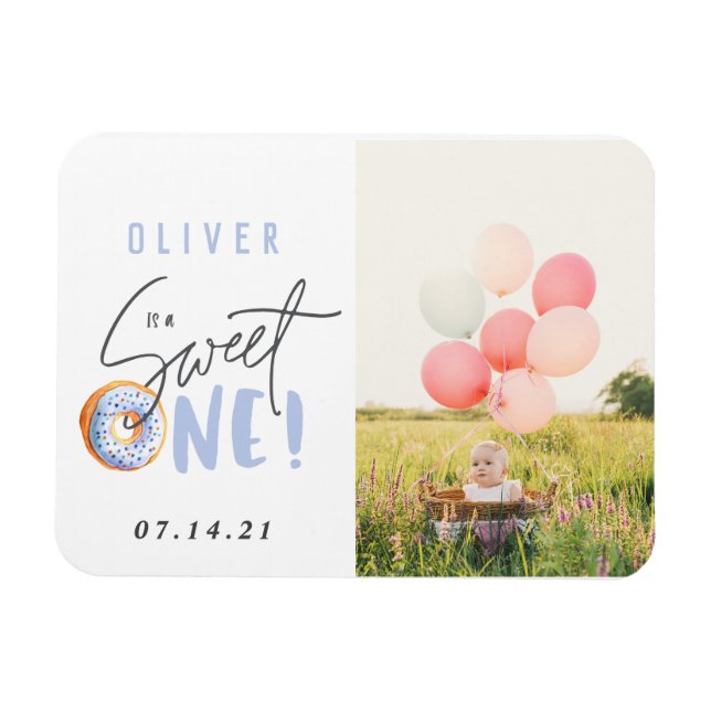 Donut söt en 1-årsdag party magnet (Horisontell)
