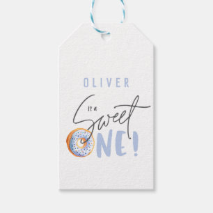 Donut söt en första födelsedag party presentetikett