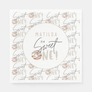 Donut söt en inbjudan till första födelsedag pappersservett