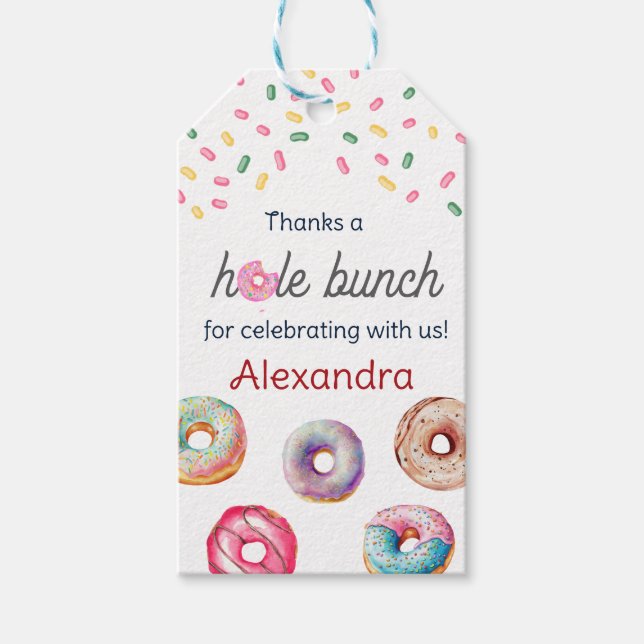 Donut söt en rosa 1:a födelsedag party presentetikett (Framsidan)