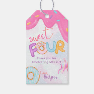 Donut söt fyra födelsedagsfester presentetikett