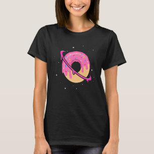 Donut Space Saturn Planet Dessert Humor Foodie T Shirt