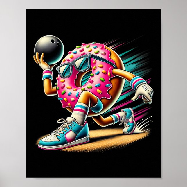 Donut Spela Bowling Donut Älskare Bowling Player Poster (Framsidan)