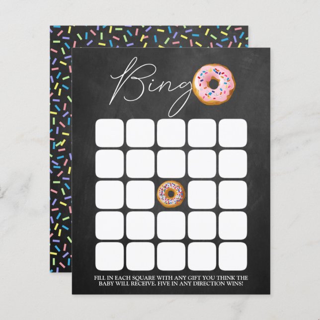 Donut Sprinkle Baby Shower Bingo (Fram/baksida)