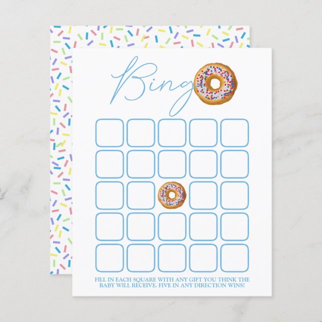 Donut Sprinkle Baby Shower Bingo (Fram/baksida)