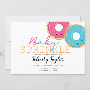 Donut Sprinkle Baby Shower Blue Rosa Twillingar Meddelande