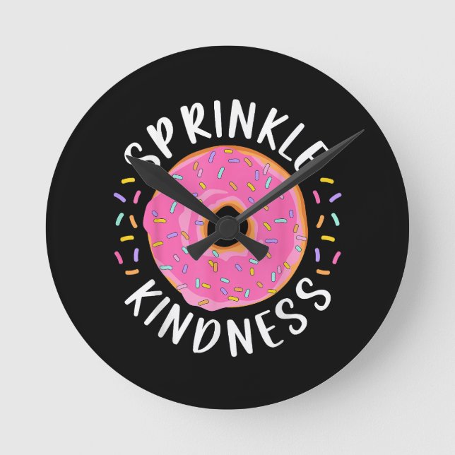 Donut Sprinkle Kindness Funny Girls Women Doughnut Rund Klocka (Framsida)