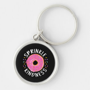 Donut Sprinkle Kindness Funny Girls Women Doughnut Rund Silverfärgad Nyckelring
