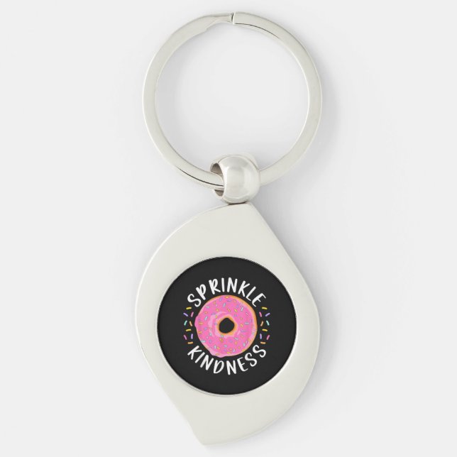 Donut Sprinkle Kindness Funny Girls Women Doughnut Swirl Silverfärgad Nyckelring (Framsidan)