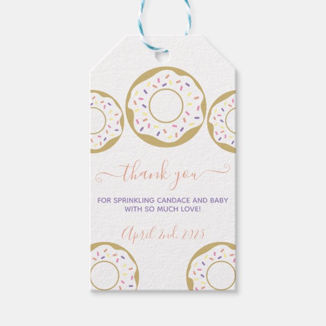Donut Sprinkled with Kärlek Baby Sprinkle Tack Presentetikett (Framsidan)