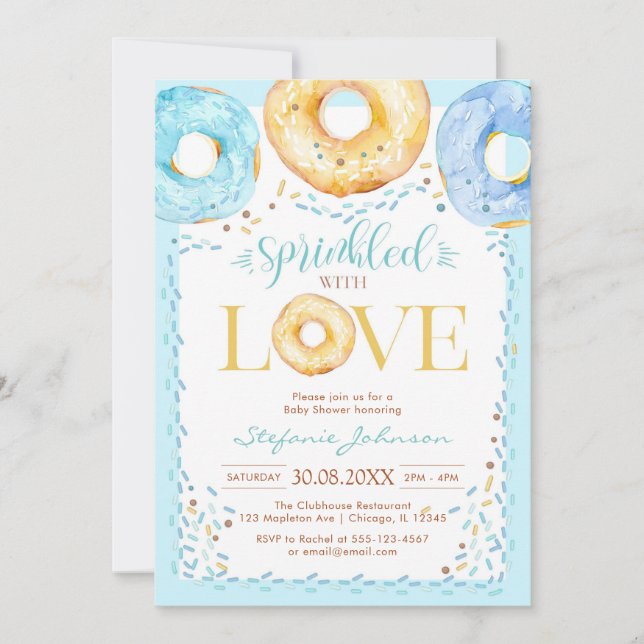Donut Sprinkled with Love Baby Shower Invitation Inbjudningar (Framsida)