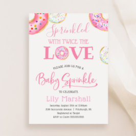 Donut Sprinkled with Twice the Kärlek Twin Baby Inbjudningar