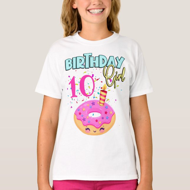 Donut Sprinkler Birthday Girl Party Theme MAtching T Shirt (Framsida)