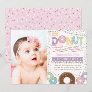 Donut Sprinkles Birthday Doughnut Party Inbjudan