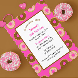 Donut Sprinkles Rosa Birthday Inbjudningar