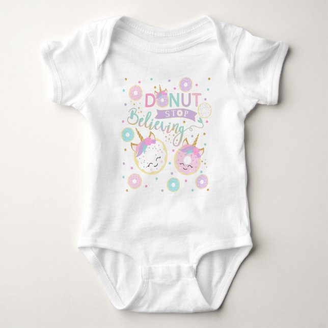 Donut Stop Beliving Baby Bodykostym T Shirt (Framsida)