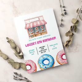 Donut Sweet Födelsedagsfest Rosa Pastel Girl Inbjudningar