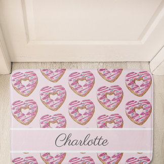 Donut Sweet Girl Mönster Personlig Namn Badrumsmatta