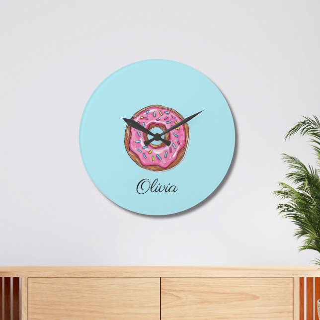 Donut Sweet Girl Sprinkles Stor Klocka (Skapare uppladdad)