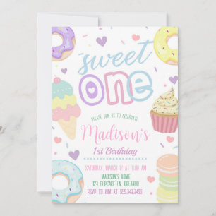 Donut Sweet One 1st Birthday Call Inbjudningar