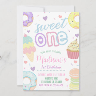 Donut Sweet One 1st Birthday Call Inbjudningar